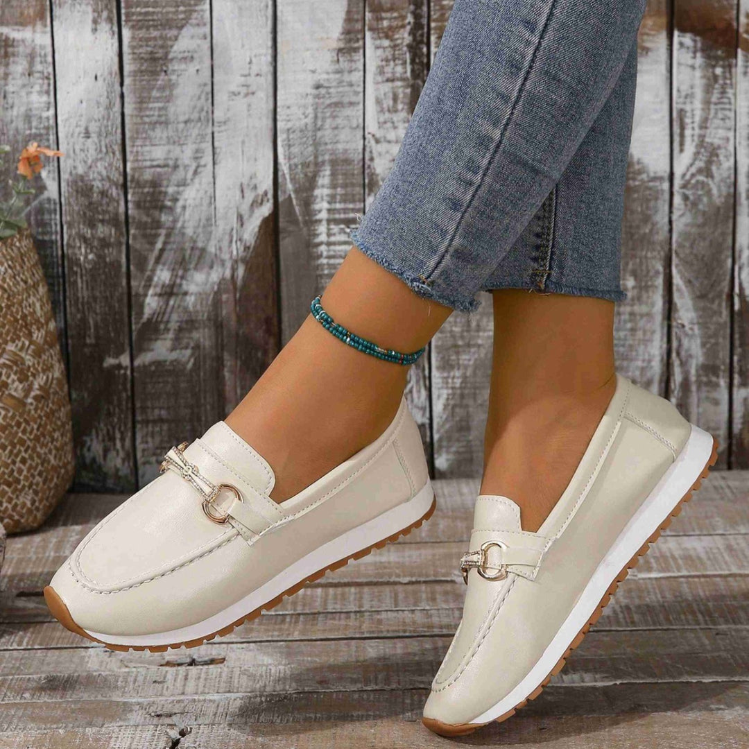 Elegant loafers for ladies with fashionable buckle detail Lune London