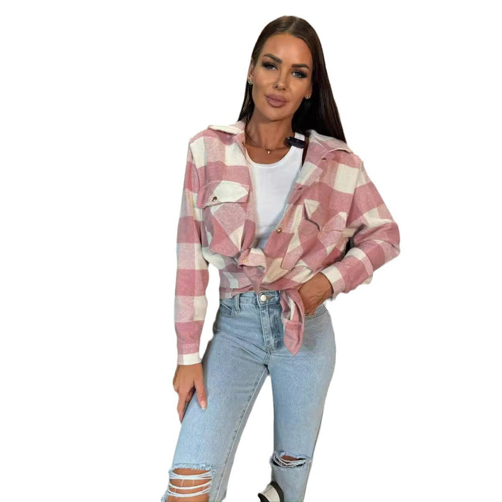 Oversized check work shirt for ladies with button details Lune London