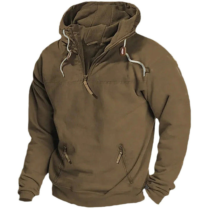 Casual men's sweater with half-zip and practical kangaroo pockets Lune London