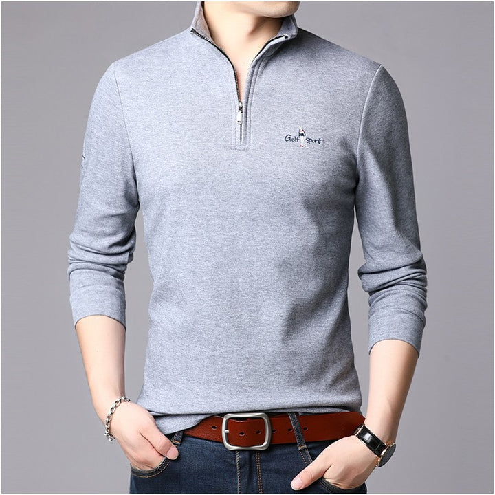 Men's high collar pullover with modern zipper and fine texture Lune London