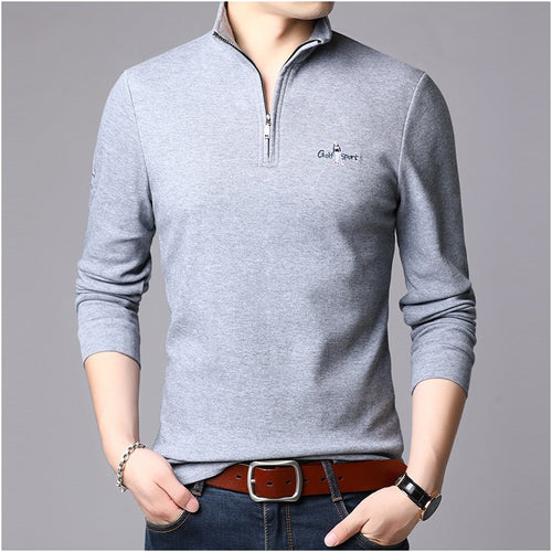 Men's high collar pullover with modern zipper and fine texture Lune London