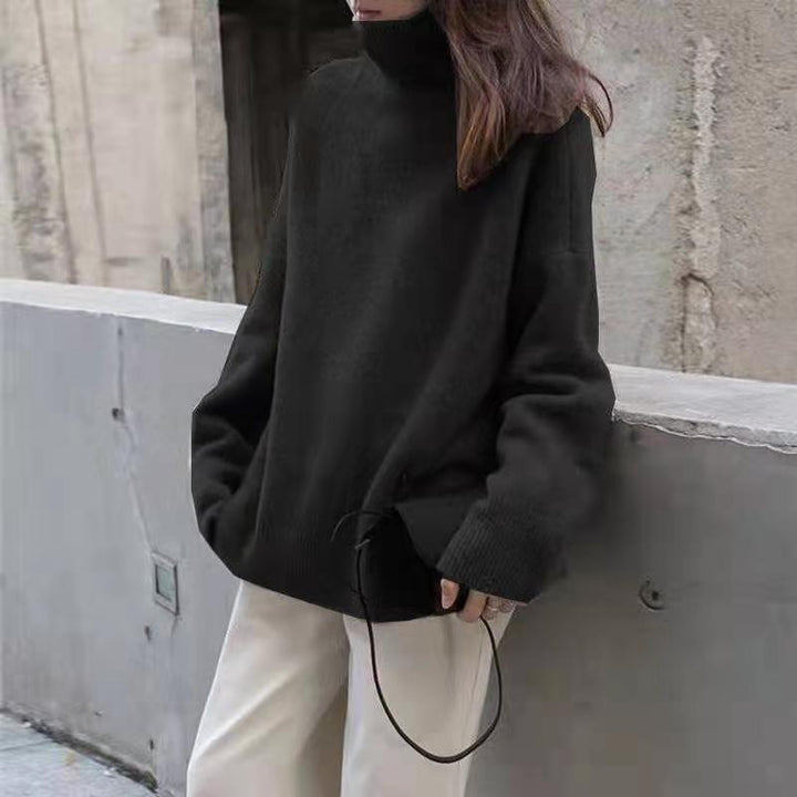 Oversized turtleneck sweater for women in soft material Lune London