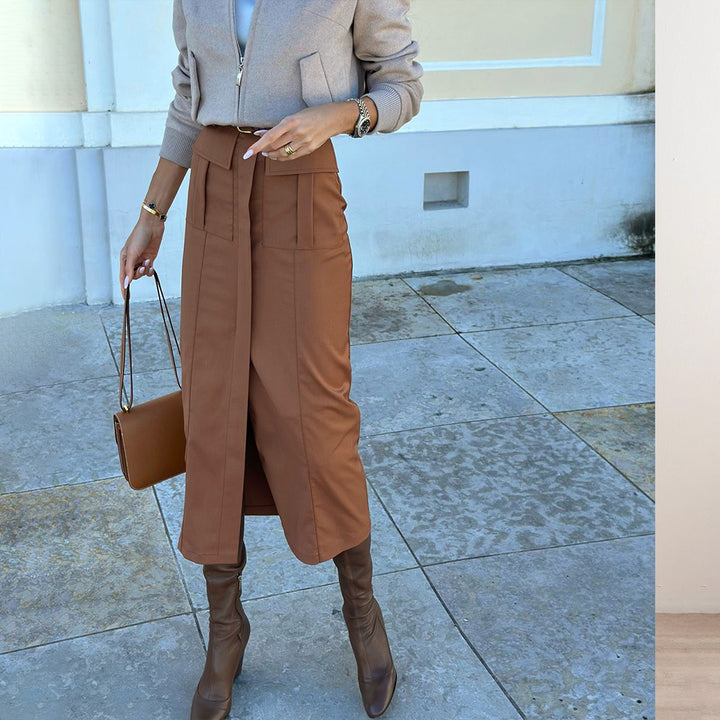 Midi skirt for women with high waist and practical pockets Lune London