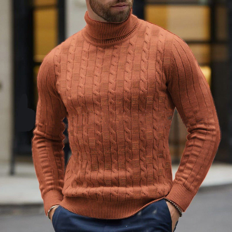 Men's knit sweater with an elegant turtleneck and a textured pattern Lune London