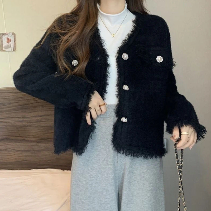 Veste en polaire ludique pour femme avec détails en boutons et franges décoratives Chic & Stil