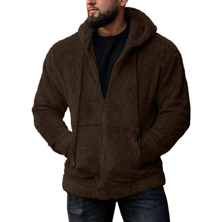 Cozy fleece jacket for men with hood and side pockets Lune London