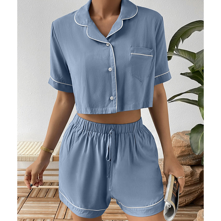 Women casual short sleeve pajama set with elastic waistband Lune London