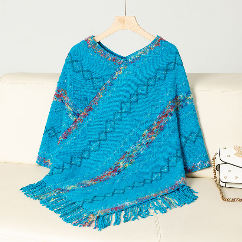 Elegant oversized sweater for women with fringe hem and unique pattern Lune London