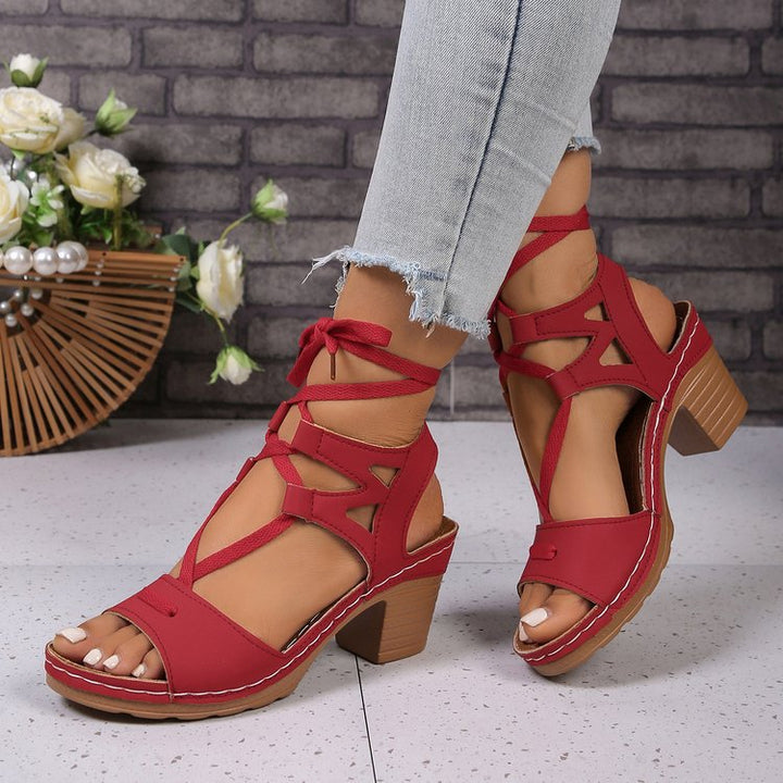 Elegant platform sandals for ladies with adjustable strap and comfortable insole Lune London