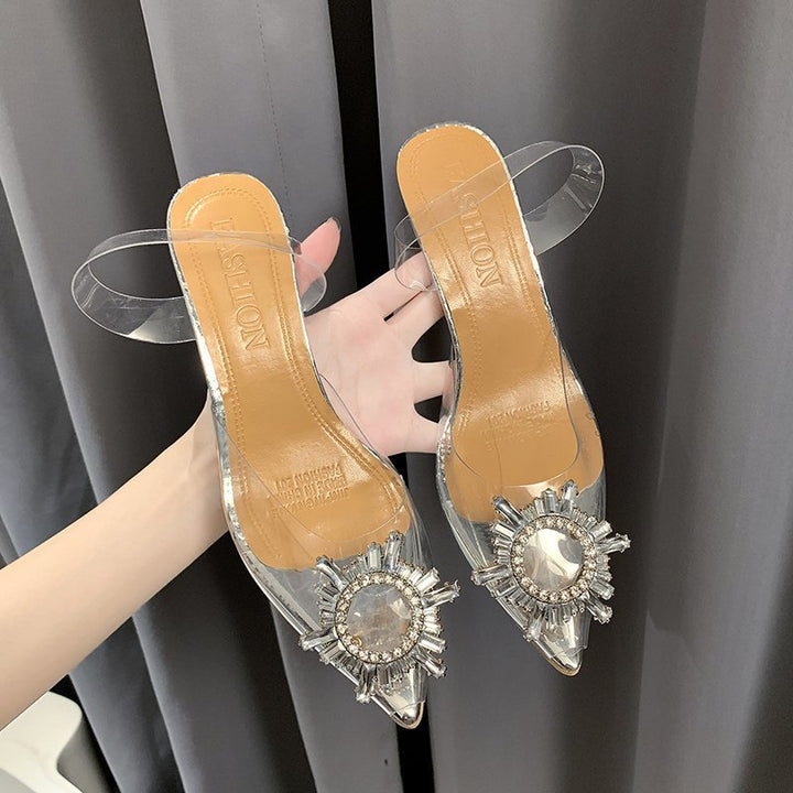 Women's Elegant Heels with Transparent Material and Sparkling Jewelry Detail Lune London
