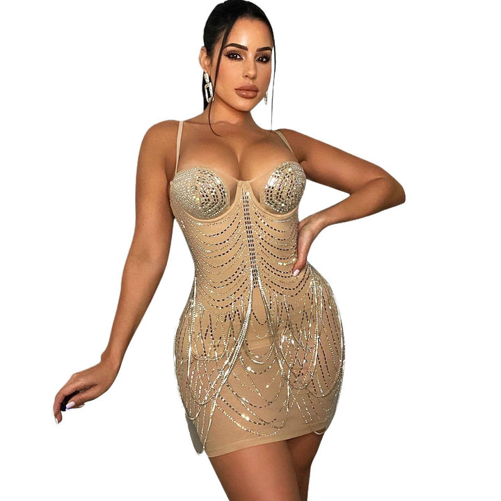 Shimmering pearl mini bodycon dress for women Lune London