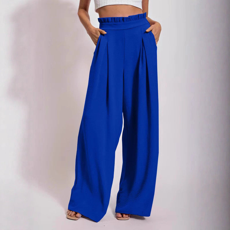 Loose high-waisted pants for women with pleats and elastic waist Lune London