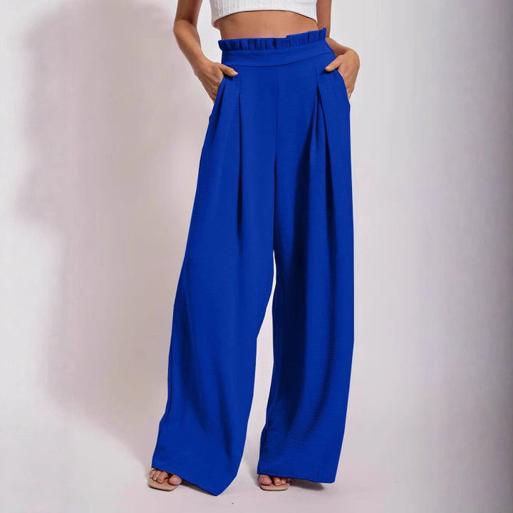 Loose high-waisted pants for women with pleats and elastic waist Lune London