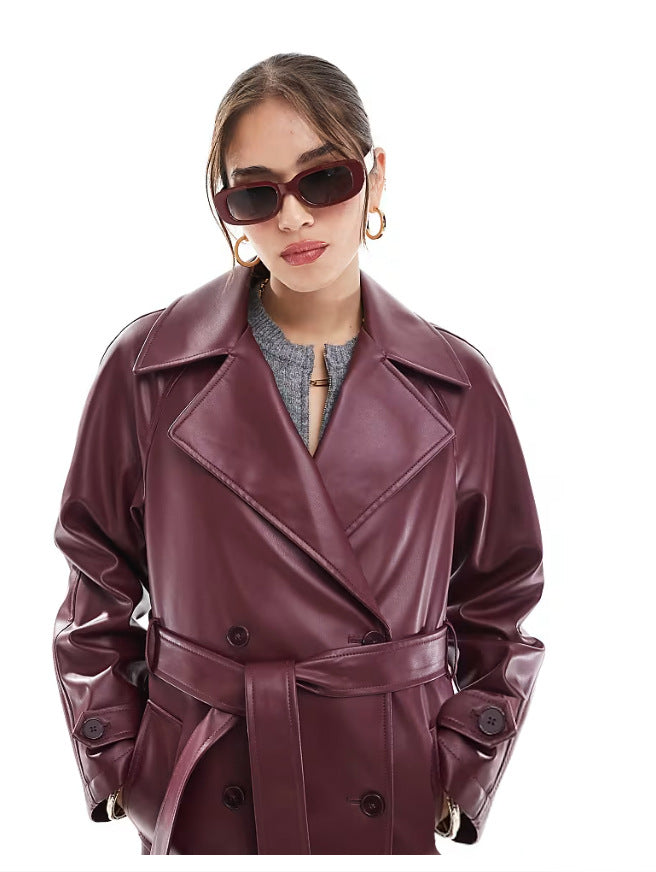 Lune London vegan leather fashion trench coat for women