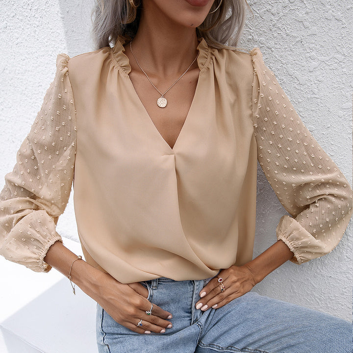 Elegant women's blouse with structured sleeve detail Lune London