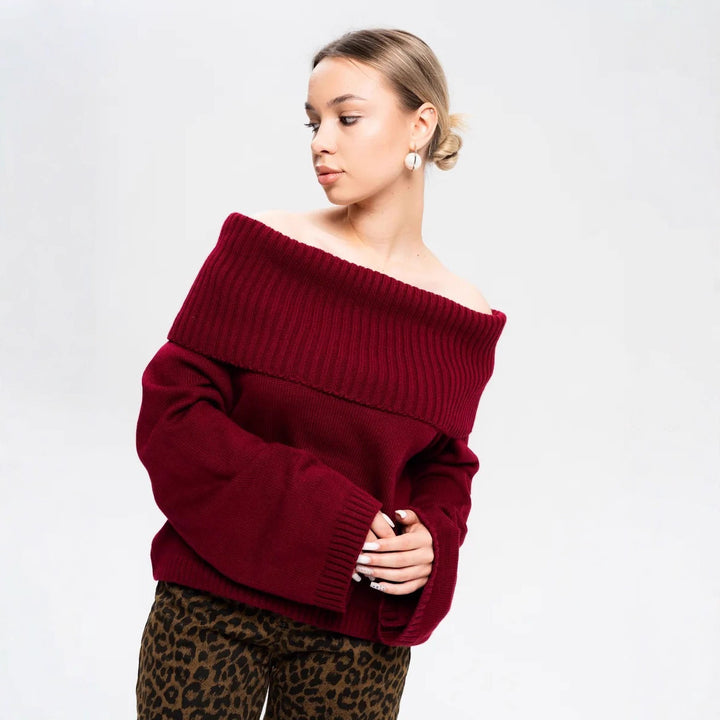 Women Off-Shoulder Chic Knit Sweater