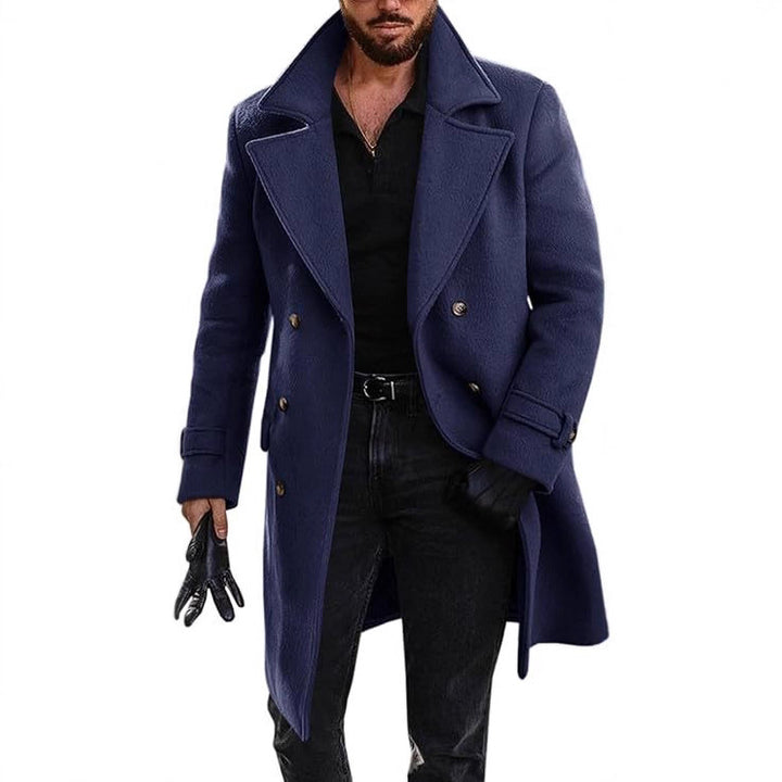 Elegant long coat for men with double-breasted Lune London