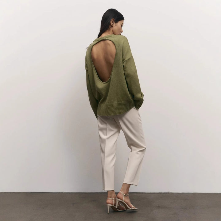 Casual knitted sweater for women with an innovative cut and wide sleeves Lune London