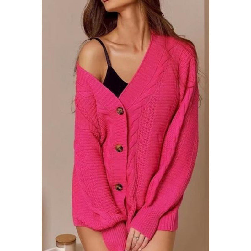 Cardigan chunky en tricot pour femmes avec grands boutons et manches volumineuses Chic & Stil