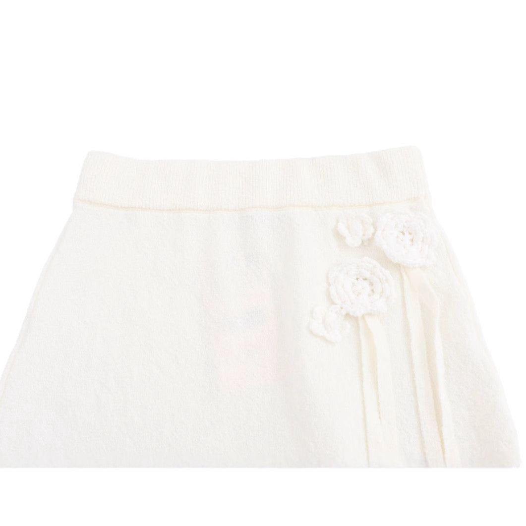 Midi skirt for women with floral ruffle design and elastic waist Lune London
