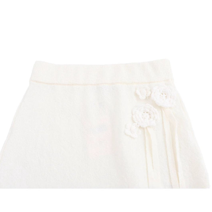 Midi skirt for women with floral ruffle design and elastic waist Lune London