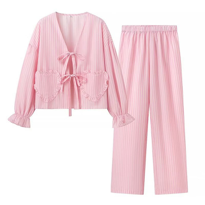 Light palazzo pants for women with fine stripes Lune London