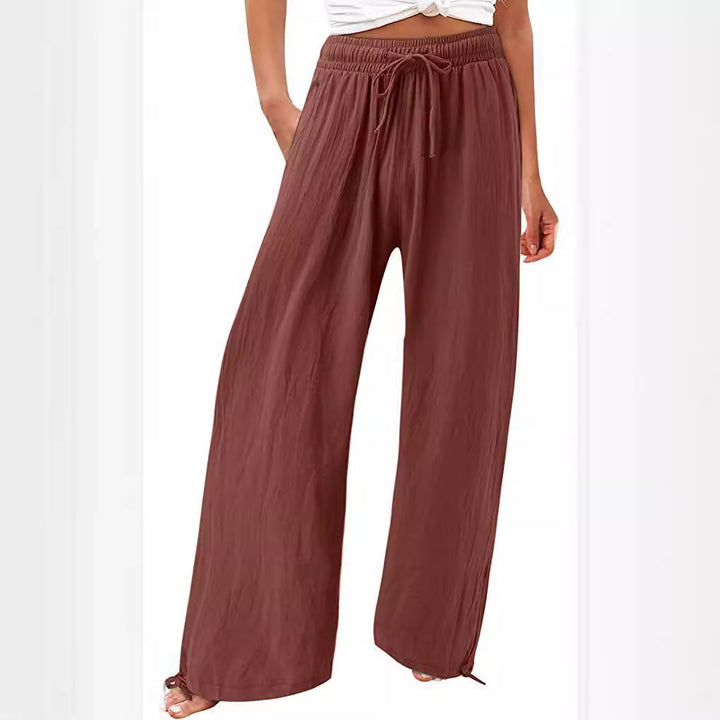 Loose summer pants for women in lightweight material with adjustable waist Lune London