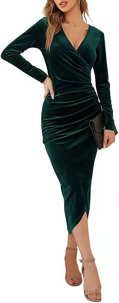 Women's Wrap Dress with A Figure-Flattering Cut and Elegant V-Neck Lune London