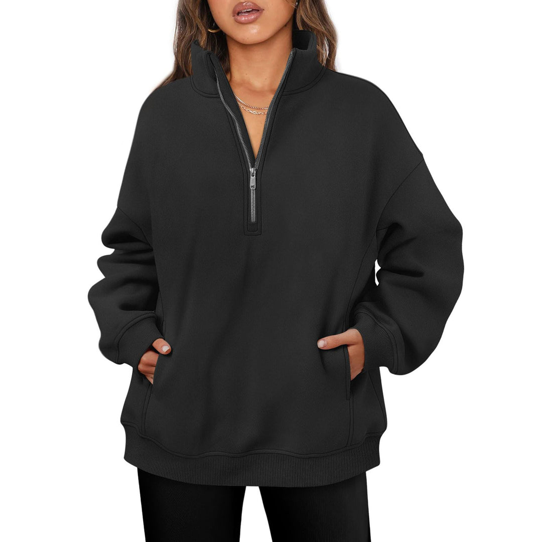 Casual oversized fleece sweater for women with high collar Lune London