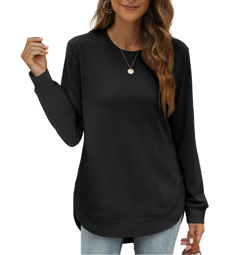 Casual women's long sleeve sweater with curved hem Lune London