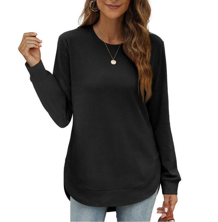 Casual women's long sleeve sweater with curved hem Lune London