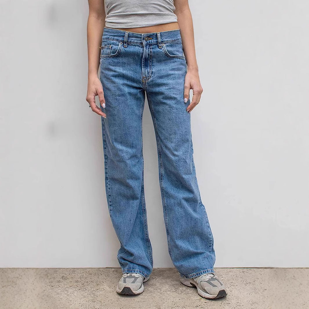 Women's wide jeans with a casual cut and frayed hem Lune London