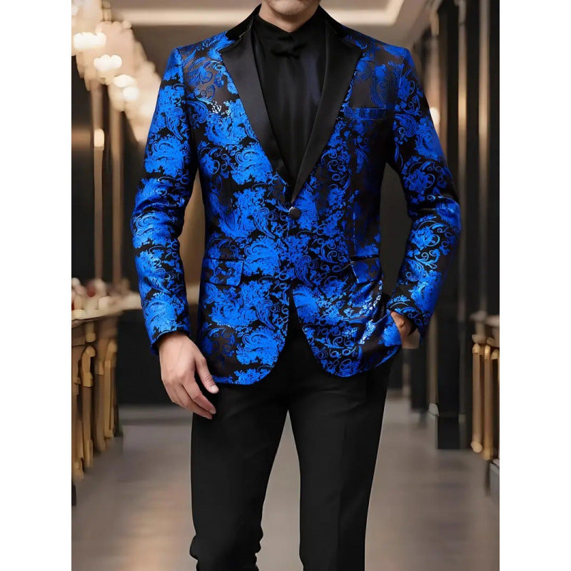 Veste de smoking élégante pour hommes avec un luxueux motif floral en jacquard Lune London