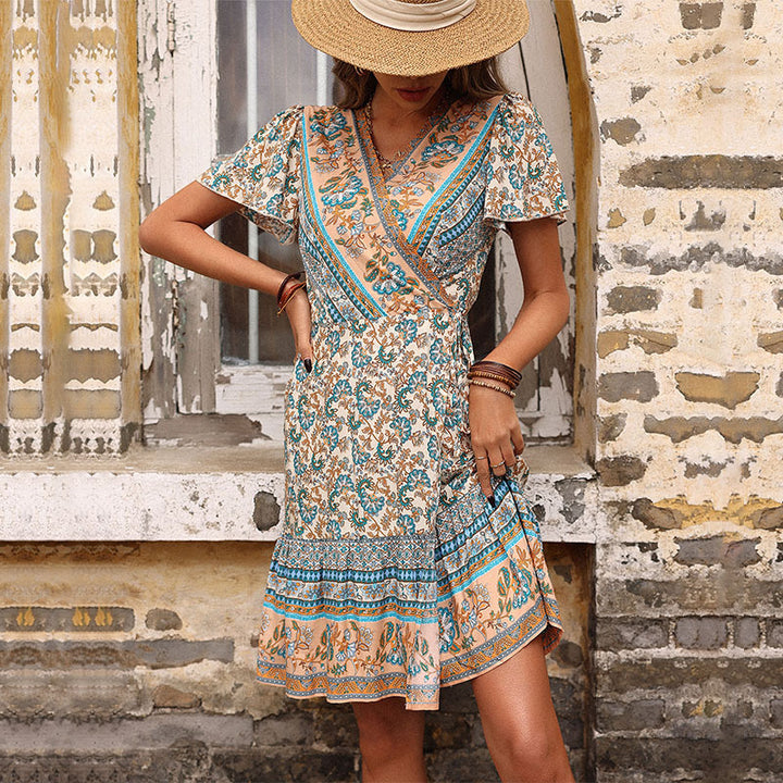 Lune London Floral Print Wrap Midi Dress for Women