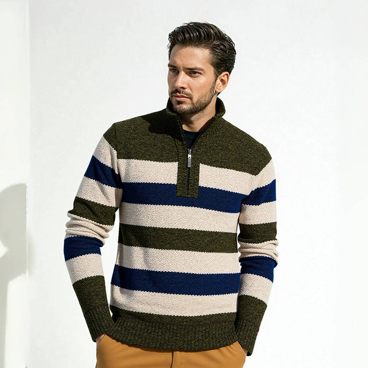 Knit sweater for men with high collar and innovative zipper Lune London