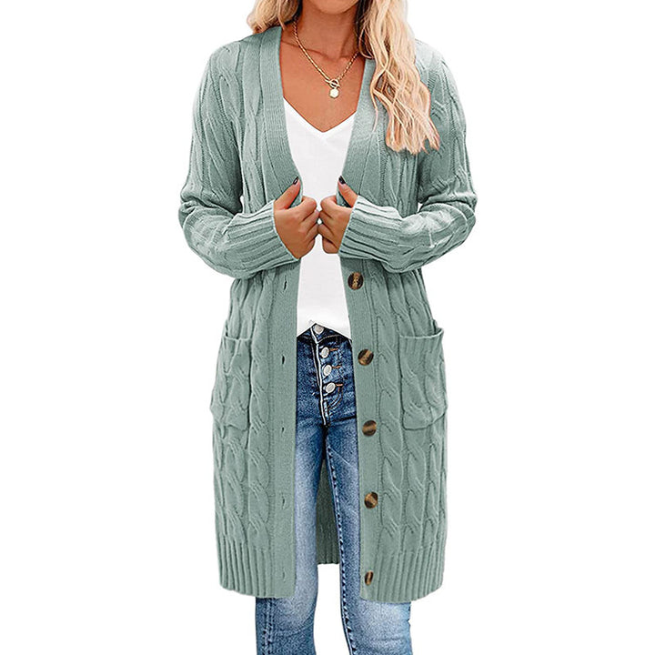 Cardigan en tricot chunky pour femmes avec poches à rabat et fermeture à boutons Chic & Stil