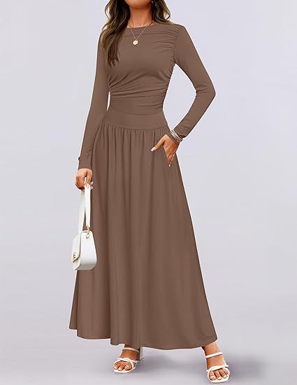 Maxi dress for women with long sleeves and practical pocket design Lune London