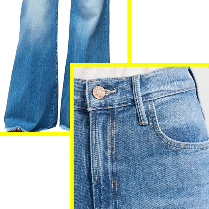 Women's High Cut Flared Jeans in Vintage Look Lune London