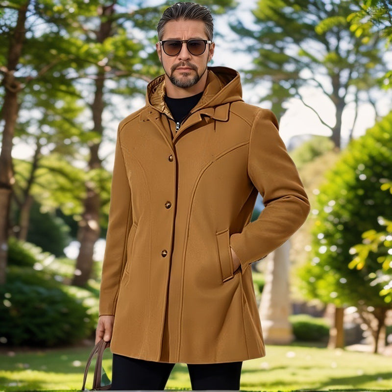 Elegant transition jacket for men with hood and flared pleats Lune London