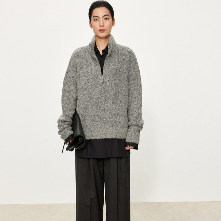 Ladies oversized knitted vest with V-neck and chic style