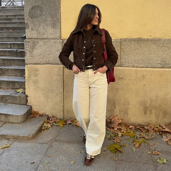 Veste en suédine pour femme avec poches pratiques Chic & Stil