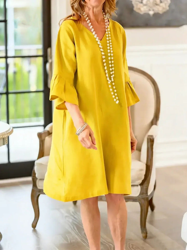 Women Hip-length Casual Dress with Modern Ruffle Details Lune London