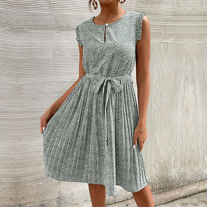Pleated dress for ladies with waist belt Lune London