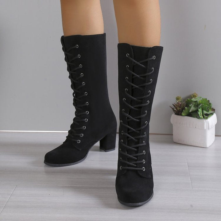 Women's Elegant Lace-Up Ankle Boots with High Heel and Fashionable Design Lune London