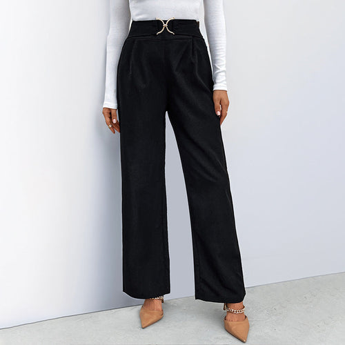 Lune London | Women Elegant High-Waist Pants with Stylish Belt Detail