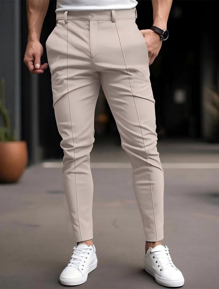 Pantalon chino slim-fit à la mode pour hommes avec taille élastique et poches polyvalentes Lune London