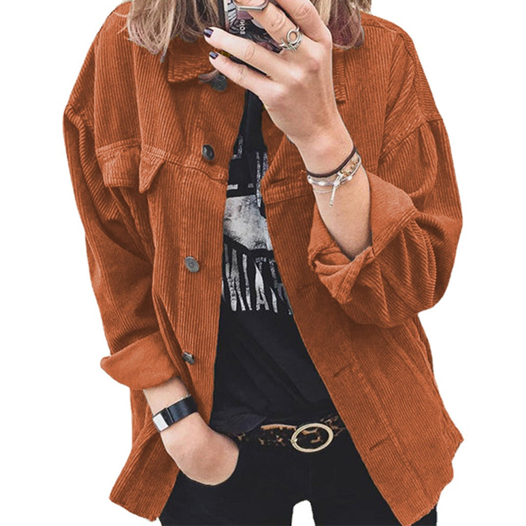 Trendy corduroy jacket for women with practical patch pockets and a relaxed fit Lune London