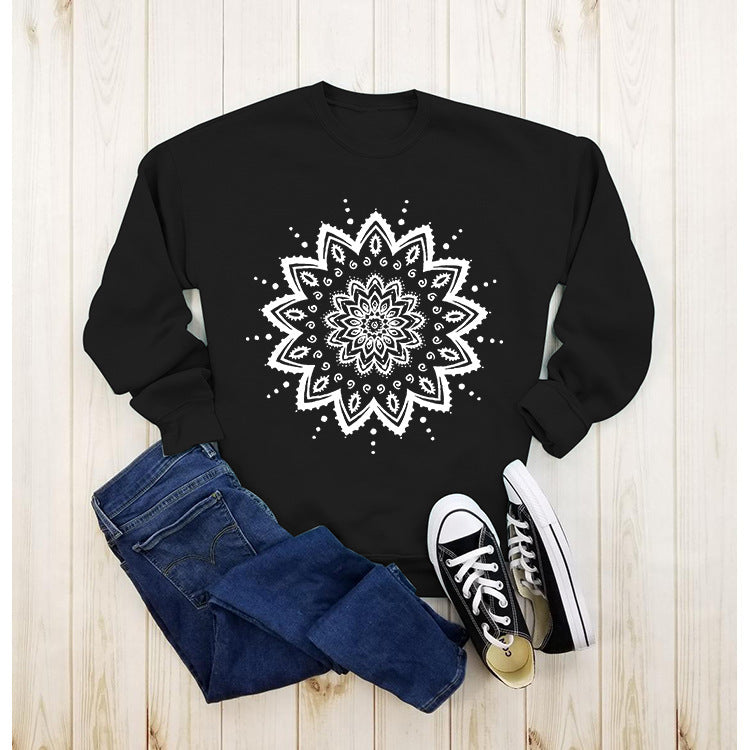 Sweatshirt pour femme avec design mandala créatif et coupe décontractée Chic & Stil