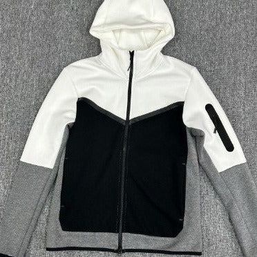 Sporty fleece jacket for men with adjustable hood and functional zip pockets Lune London