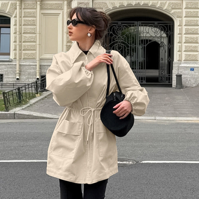 Transitional jacket for women with drawstring waist and oversized sleeves Lune London